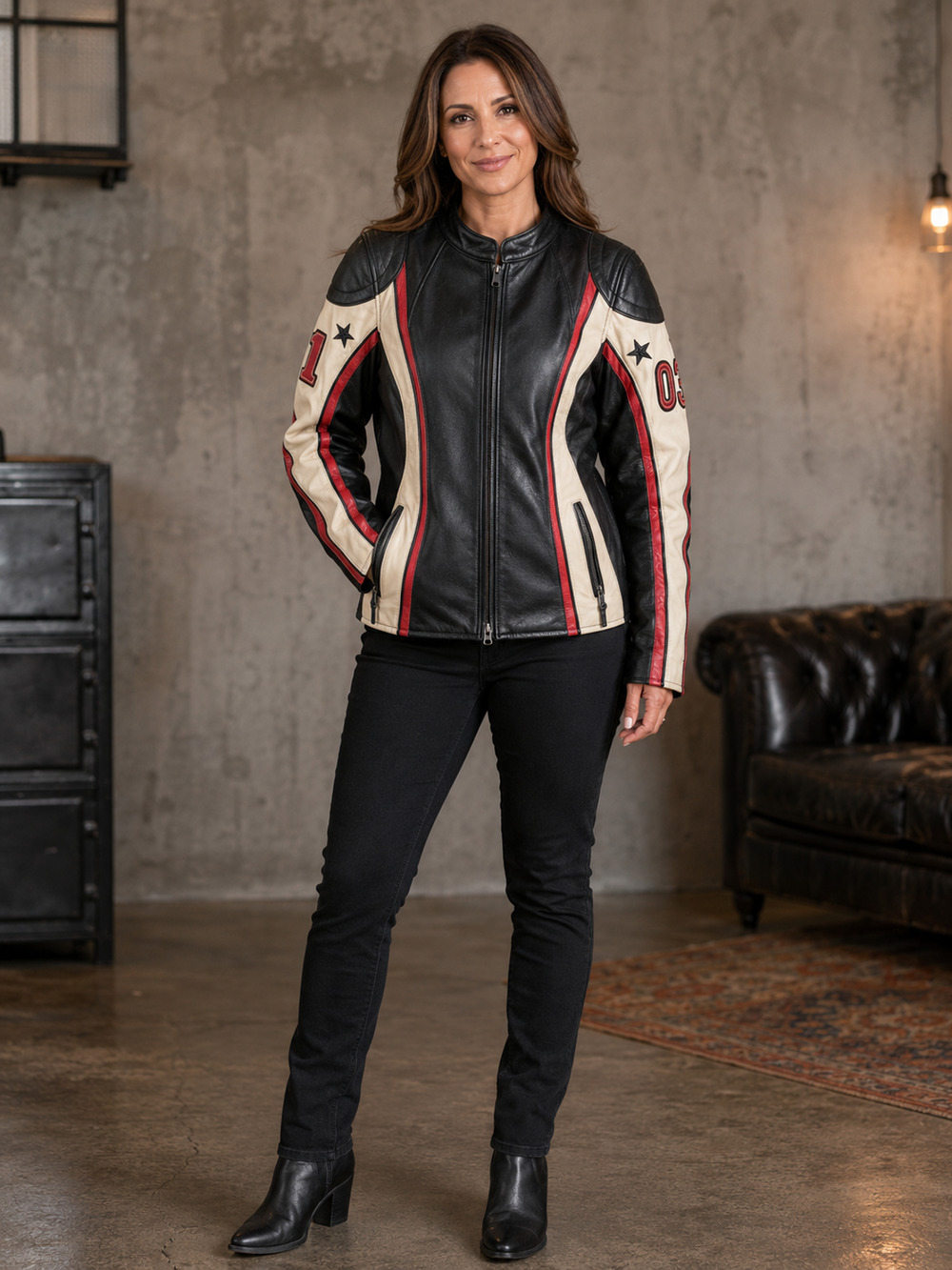 Harley-Davidson Flection Leather Motorcycle Jacket Women XL Black Red 97012